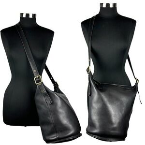 COACH VINTAGE 80S EXTRA LARGE BLACK GLOVETAN LEATHER CLASSIC DUFFLE SAC FEED BAG